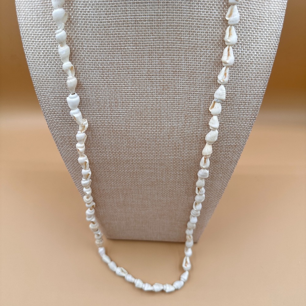 Natural White Seashell Long Necklace Boho Coastal Beach Resort Statement Gift